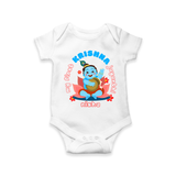 My First Krishna Jayanthi Customized Romper set for kids - WHITE - 0 - 3 Months Old (Chest 16")