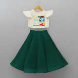 Cute Krishna Customised Frock for kids - BOTTLE GREEN - 6 -9 Months Old (Chest 20") (Frock Waist 20")