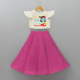 Cute Krishna Customised Frock for kids - FUSCHIA - 6 -9 Months Old (Chest 20") (Frock Waist 20")