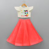 Cute Krishna Customised Frock for kids - RED - 6 -9 Months Old (Chest 20") (Frock Waist 20")