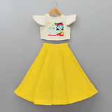 Cute Krishna Customised Frock for kids - YELLOW - 6 -9 Months Old (Chest 20") (Frock Waist 20")