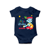 Cute Krishna Customized Romper set for kids - NAVY BLUE - 0 - 3 Months Old (Chest 16")