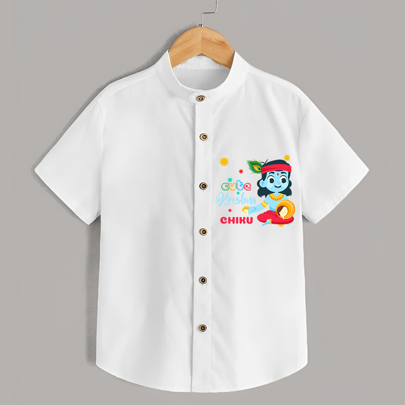Cute Krishna Customised Shirt for kids - WHITE - 0 - 6 Months Old (Chest 23")
