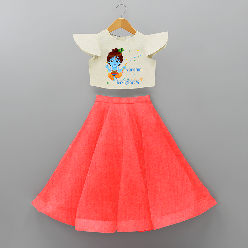 Naughty Krishna Customised Frock for kids - RED - 6 -9 Months Old (Chest 20") (Frock Waist 20")