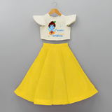 Naughty Krishna Customised Frock for kids - YELLOW - 6 -9 Months Old (Chest 20") (Frock Waist 20")