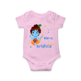 Naughty Krishna Customized Romper set for kids - BABY PINK - 0 - 3 Months Old (Chest 16")