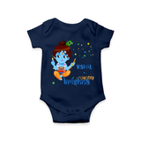 Naughty Krishna Customized Romper set for kids - NAVY BLUE - 0 - 3 Months Old (Chest 16")