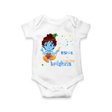 Naughty Krishna Customized Romper set for kids - WHITE - 0 - 3 Months Old (Chest 16")