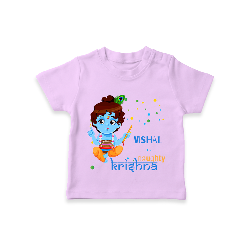 Naughty Krishna Customised TShirt set for kids - LILAC - 0-5 Months Old (Chest 17")