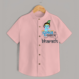 Divine Baby Krishna - Customised Shirt for kids - PEACH - 0 - 6 Months Old (Chest 23")