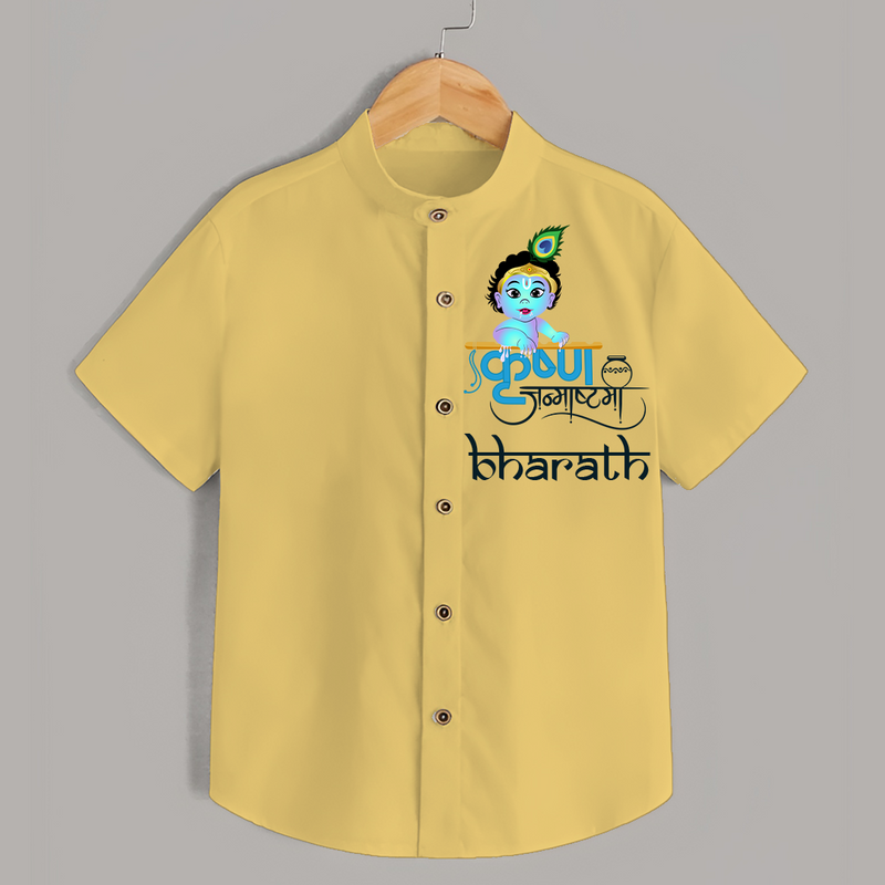 Divine Baby Krishna - Customised Shirt for kids - YELLOW - 0 - 6 Months Old (Chest 23")