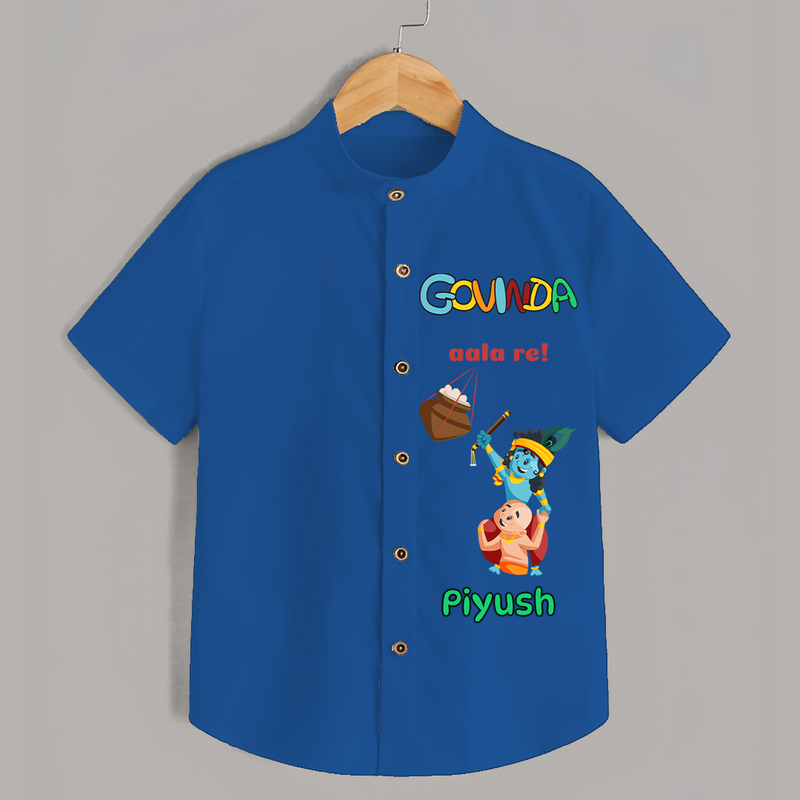 Govinda Aala re! - Customised Shirt for kids - COBALT BLUE - 0 - 6 Months Old (Chest 23")