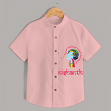 Flute-Playing Krishna - Customised Shirt for kids - PEACH - 0 - 6 Months Old (Chest 23")