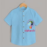 Flute-Playing Krishna - Customised Shirt for kids - SKY BLUE - 0 - 6 Months Old (Chest 23")