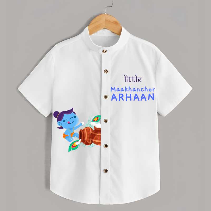 Little Maakhanchor Krishna - Customised Shirt for kids - WHITE - 0 - 6 Months Old (Chest 23")