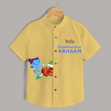 Little Maakhanchor Krishna - Customised Shirt for kids - YELLOW - 0 - 6 Months Old (Chest 23")