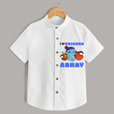 I love Krishna - Customised Shirt for kids - WHITE - 0 - 6 Months Old (Chest 23")