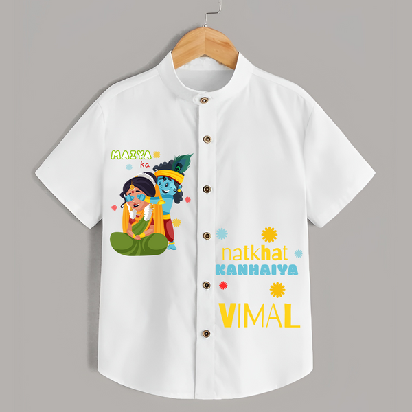 Naughty Cute Little Krishna - Customised Shirt for kids - WHITE - 0 - 6 Months Old (Chest 23")