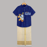 Little Krishna - Customised Shirt And Dhoti for kids - MIDNIGHT BLUE - 0 - 6 Months Old (Chest-23") (Dhoti length-14")