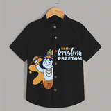 Little Krishna - Customised Shirt for kids - BLACK - 0 - 6 Months Old (Chest 23")