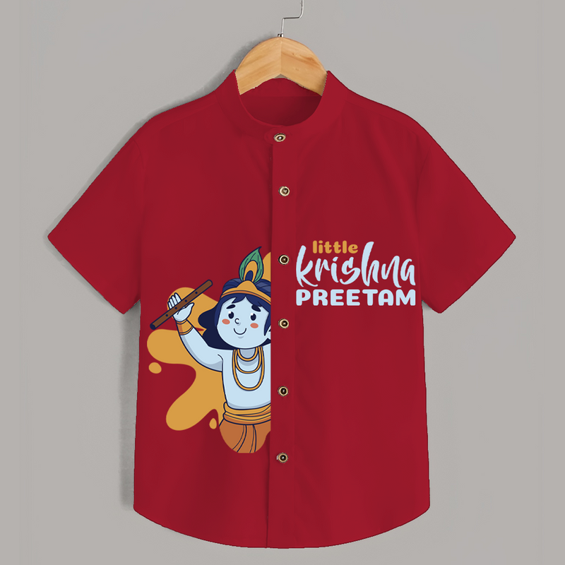 Little Krishna - Customised Shirt for kids - RED - 0 - 6 Months Old (Chest 23")