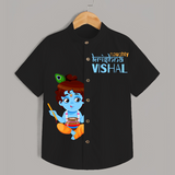 Naughty Krishna Customised Shirt for kids - BLACK - 0 - 6 Months Old (Chest 23")