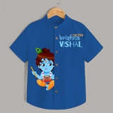 Naughty Krishna Customised Shirt for kids - COBALT BLUE - 0 - 6 Months Old (Chest 23")