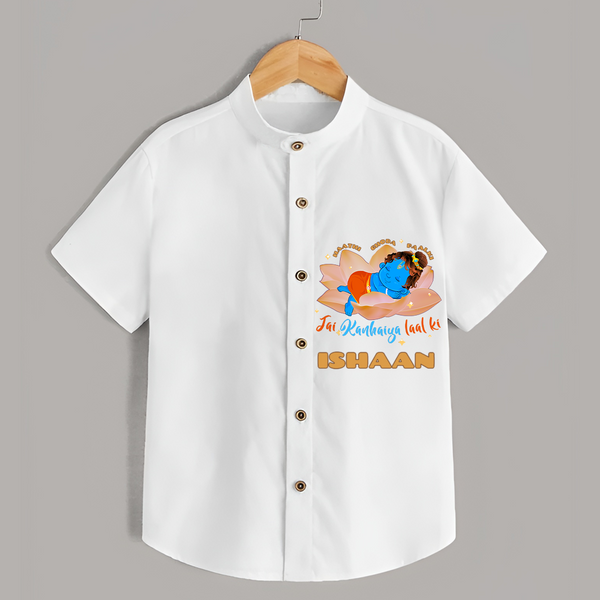 Little Krishna Sleeping In Lotus - Customised Shirt for kids - WHITE - 0 - 6 Months Old (Chest 23")