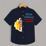 Little Krishna Has Arrived! - Customised Shirt for kids - NAVY BLUE - 0 - 6 Months Old (Chest 23")