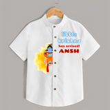 Little Krishna Has Arrived! - Customised Shirt for kids - WHITE - 0 - 6 Months Old (Chest 23")