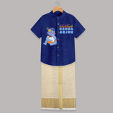 Cutest Kanna Customised Shirt And Dhoti for kids - MIDNIGHT BLUE - 0 - 6 Months Old (Chest-23") (Dhoti length-14")