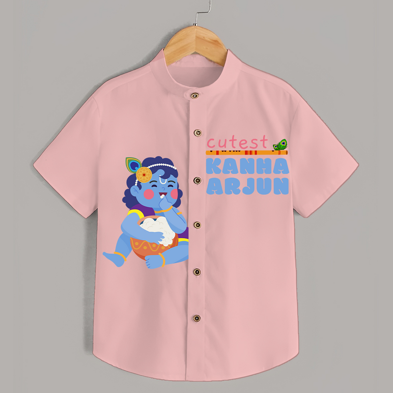 Cutest Kanna Customised Shirt for kids - PEACH - 0 - 6 Months Old (Chest 23")