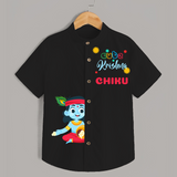 Cute Krishna Customised Shirt for kids - BLACK - 0 - 6 Months Old (Chest 23")