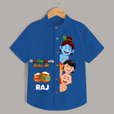 Butter Thief Little Krishna With Friends - Customised Shirt for kids - COBALT BLUE - 0 - 6 Months Old (Chest 23")