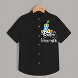 Divine Baby Krishna - Customised Shirt for kids - BLACK - 0 - 6 Months Old (Chest 23")