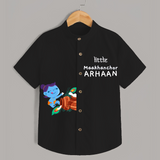 Little Maakhanchor Krishna - Customised Shirt for kids - BLACK - 0 - 6 Months Old (Chest 23")