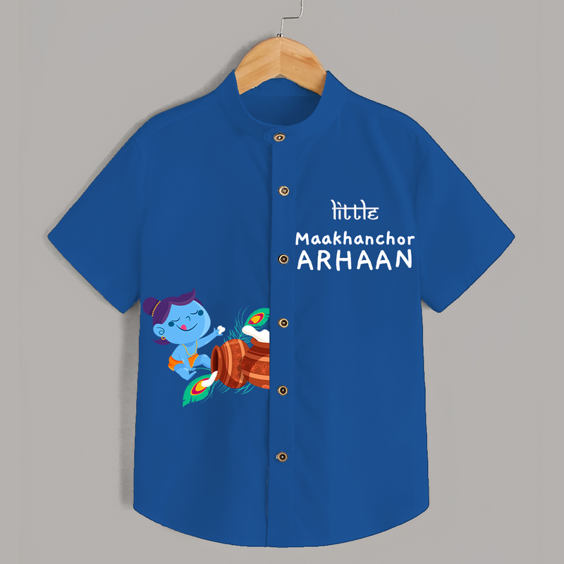 Little Maakhanchor Krishna - Customised Shirt for kids - COBALT BLUE - 0 - 6 Months Old (Chest 23")