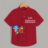 Little Maakhanchor Krishna - Customised Shirt for kids - RED - 0 - 6 Months Old (Chest 23")