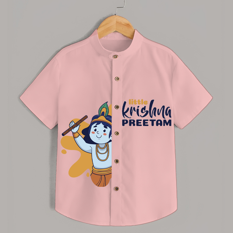 Little Krishna - Customised Shirt for kids - PEACH - 0 - 6 Months Old (Chest 23")