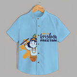 Little Krishna - Customised Shirt for kids - SKY BLUE - 0 - 6 Months Old (Chest 23")