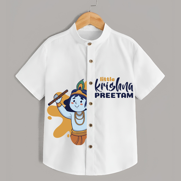 Little Krishna - Customised Shirt for kids - WHITE - 0 - 6 Months Old (Chest 23")