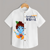 Naughty Krishna Customised Shirt for kids - WHITE - 0 - 6 Months Old (Chest 23")