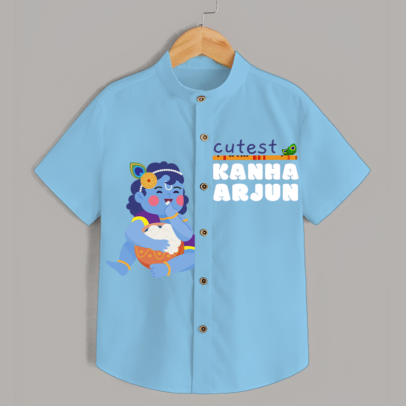 Cutest Kanna Customised Shirt for kids - SKY BLUE - 0 - 6 Months Old (Chest 23")