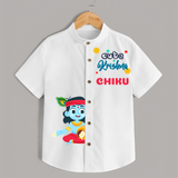 Cute Krishna Customised Shirt for kids - WHITE - 0 - 6 Months Old (Chest 23")