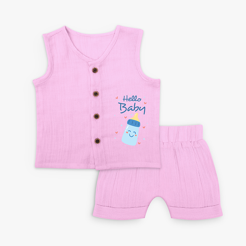 Hello Baby Blue Bottle - Cute Newborn Jabla Set - LAVENDER ROSE - 0 - 3 Months Old (Chest 9.8")