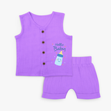 Hello Baby Blue Bottle - Cute Newborn Jabla Set - PURPLE - 0 - 3 Months Old (Chest 9.8")