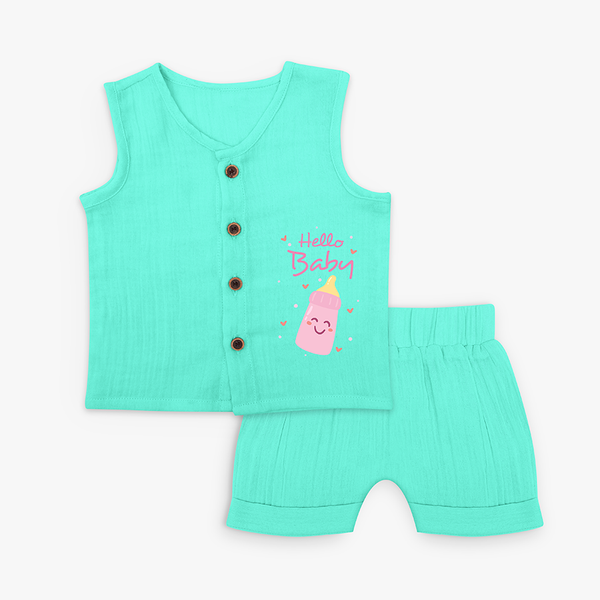 Hello Baby Pink Bottle - Cute Newborn Jabla Set - AQUA GREEN - 0 - 3 Months Old (Chest 9.8")