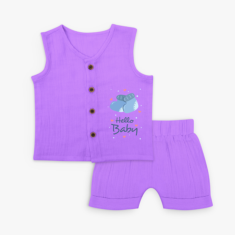 Hello Baby Blue Mittens Jabla Set - PURPLE - 0 - 3 Months Old (Chest 9.8")