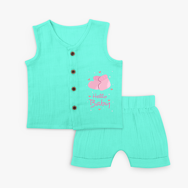 Hello Baby Pink Mittens Jabla Set - AQUA GREEN - 0 - 3 Months Old (Chest 9.8")