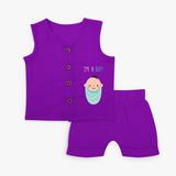 I'm a Boy Swaddle Jabla Set - ROYAL PURPLE - 0 - 3 Months Old (Chest 9.8")